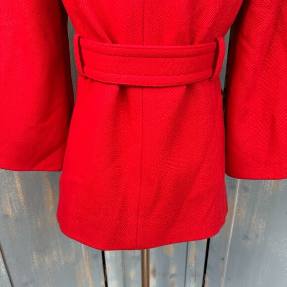 J. Crew Sadie Double Breasted Belted Wool Coat Poppy Red Sz 2 - Picture 10 of 16